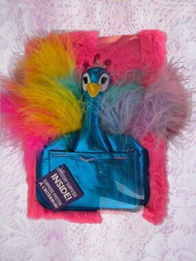🦚 Claire’s Pink Plush Princess Peacock Diary Art Journal Sketch Book Kawaii Dec